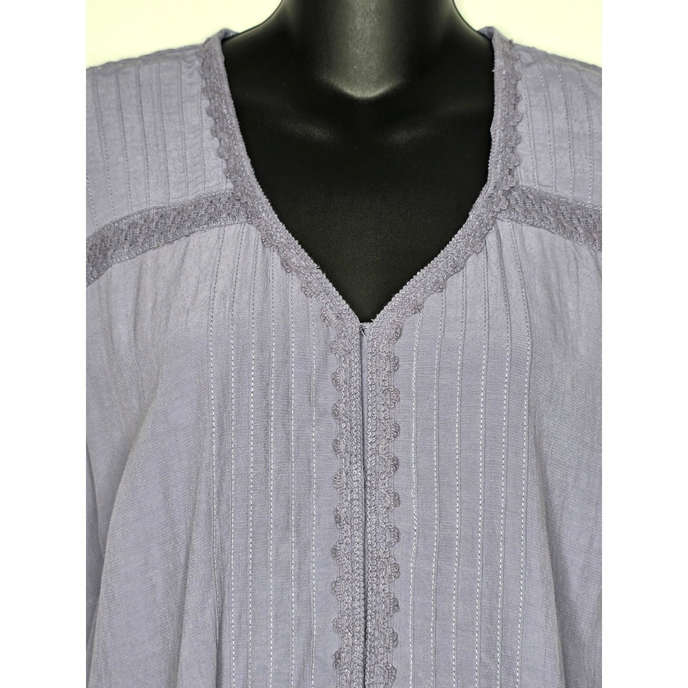 2 LOGO Lori Goldstein Blouse Top Lot Womens Medium Black Lavender Button Pleated - Picture 11 of 15